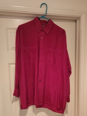 Bright Magenta Button-Up Silk Shirt